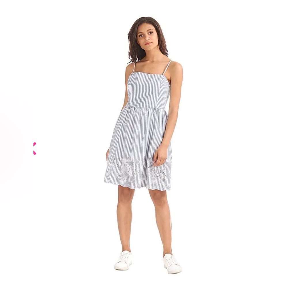 Gap Striped Spaghetti Strap Sundress in Blue and White size M